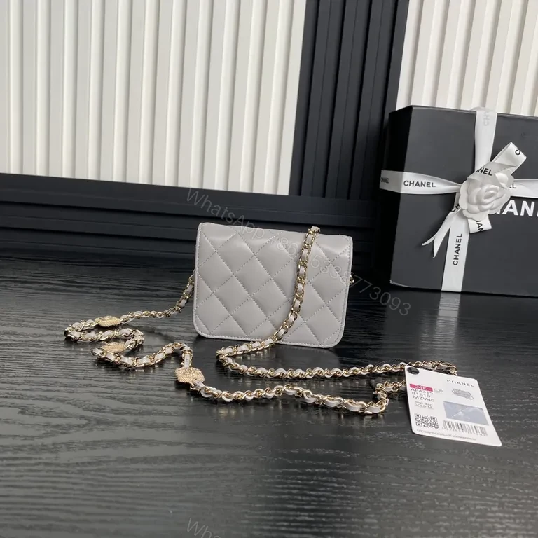 View 6 of Compact Quilted Crossbody Bag: Chanel-Inspired Gold Chain Luxury