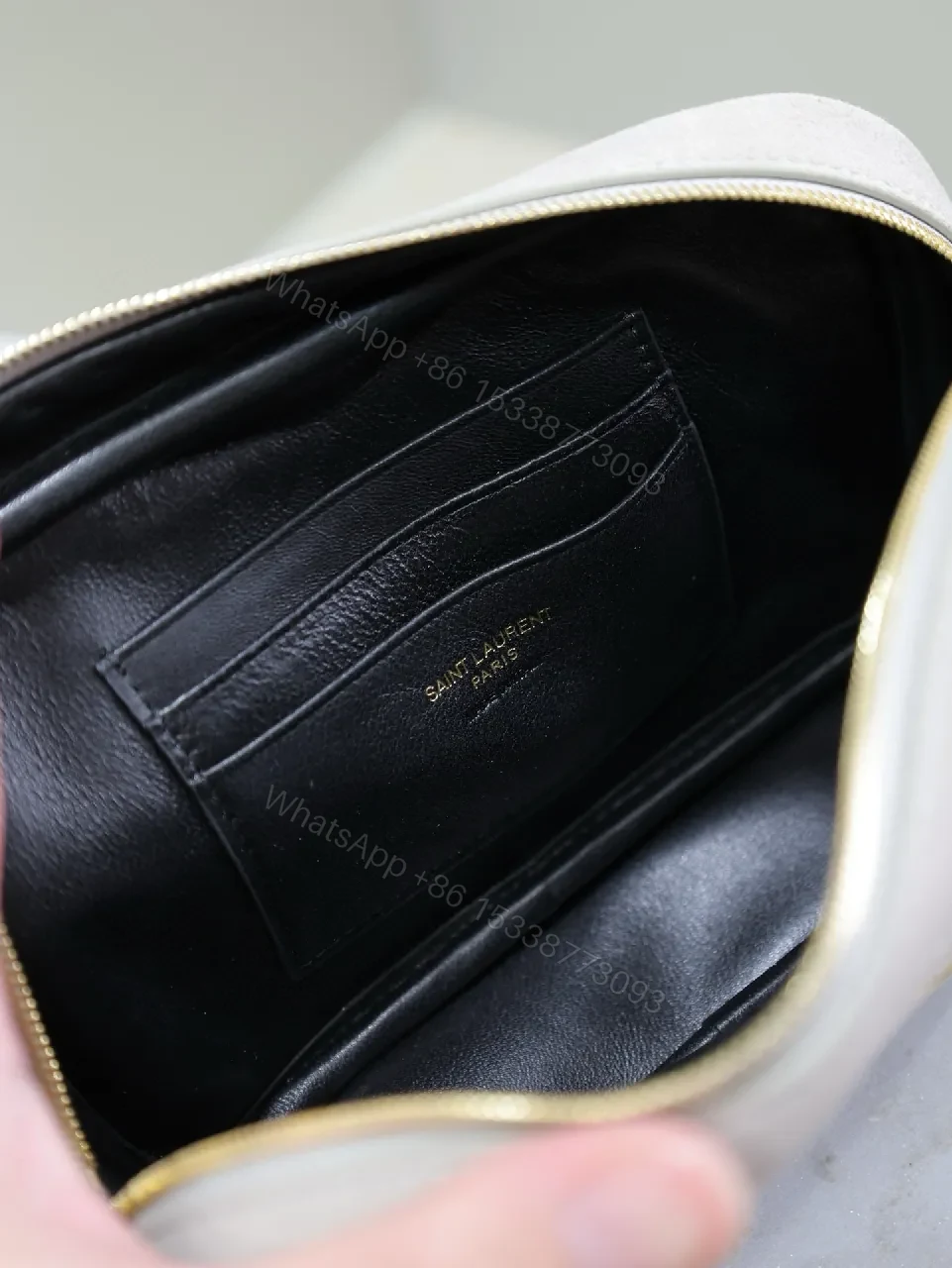 View 5 of Quilted Suede Crossbody with Gold Hardware Bag