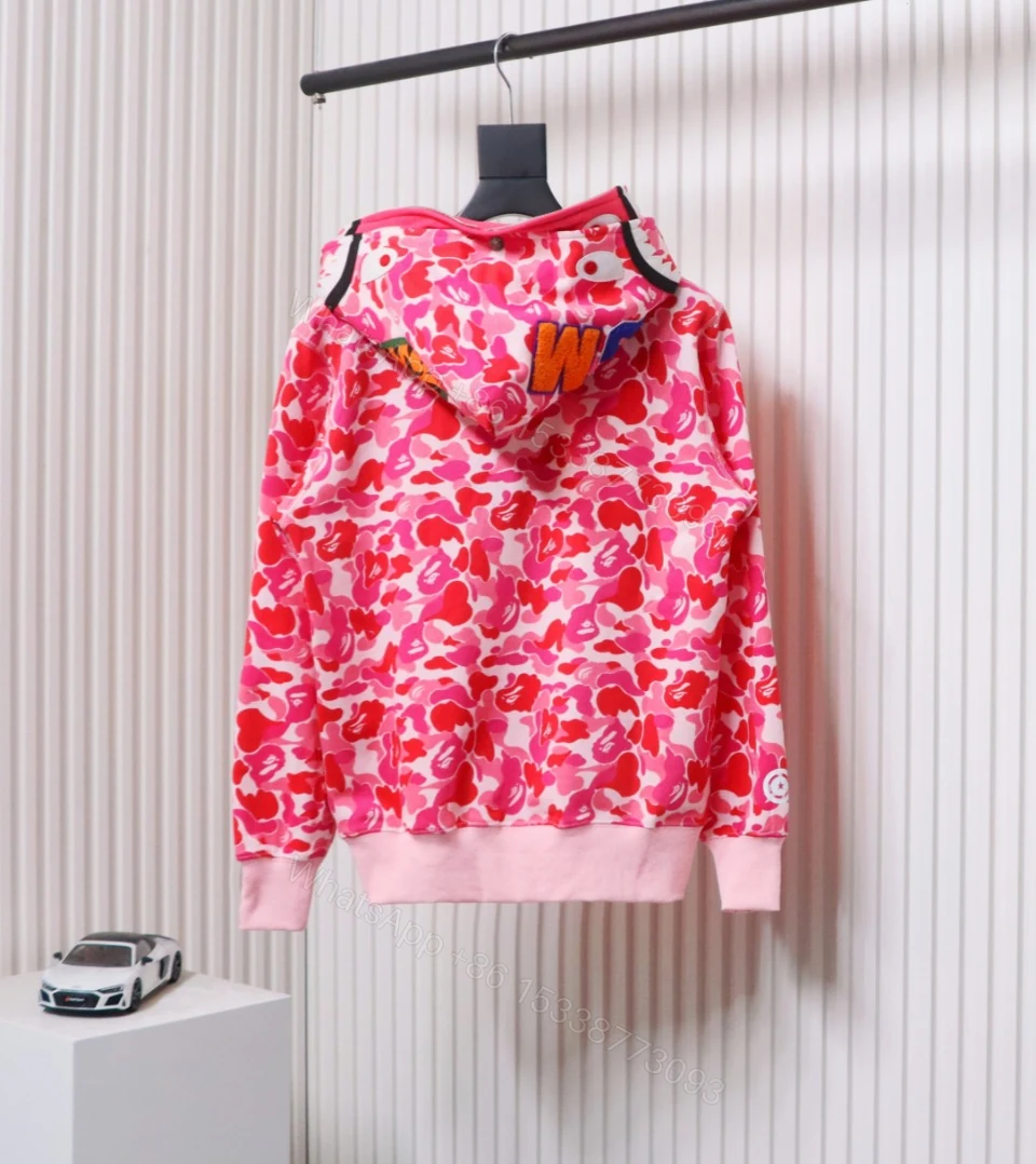 View 4 of BAPE Camouflage Double Hat Hoodie Pink