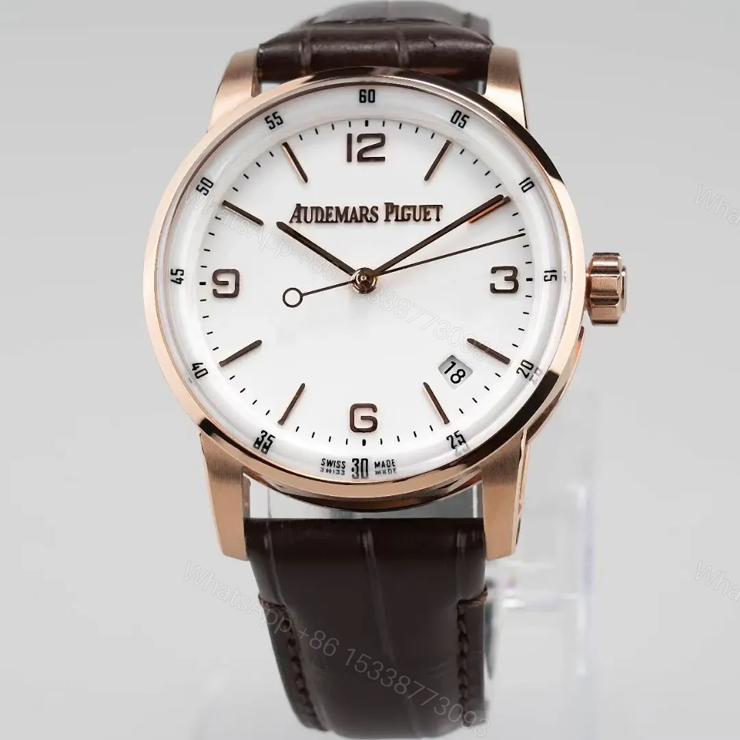APS Factory Audemars Piguet Code 11.59 Series Watch – Rose Gold and Stainless Steel, White Dial, Brown Leather Strap, 41mm Case, Calibre 4302 Automatic Movement — view 1