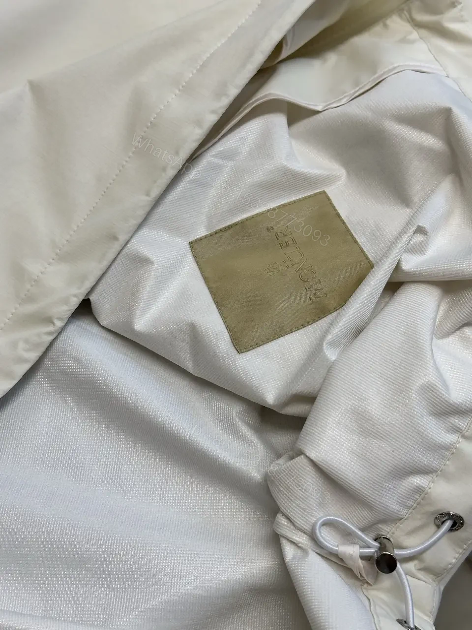 View 10 of Cream nylon lightweight hooded jacket with premium comfort for everyday luxury