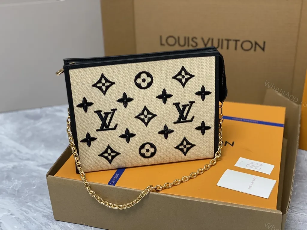View 5 of Monogram LV Clutch: Black Trim, Gold Hardware, Day-to-Night