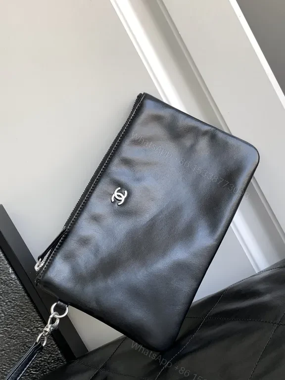View 6 of Quilted Black Leather Tote with Chain - Luxe Everyday Bag