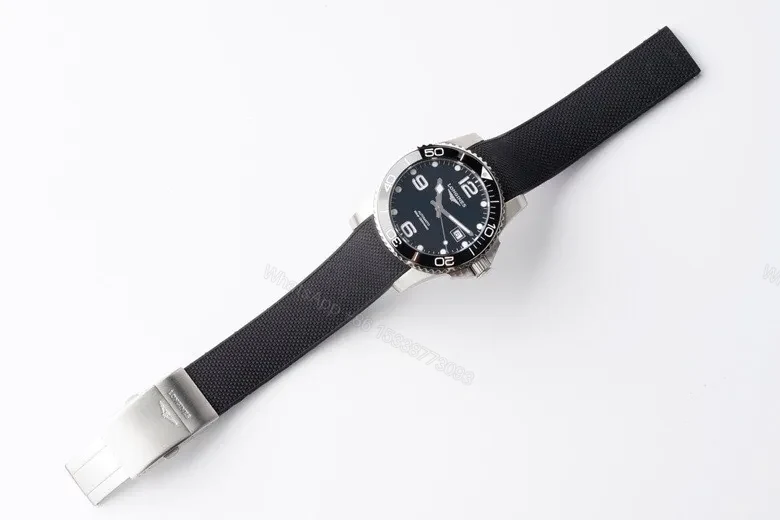 View 9 of Longines Conquest Black Dial Automatic Watch with Stainless Steel Case and Rubber Strap