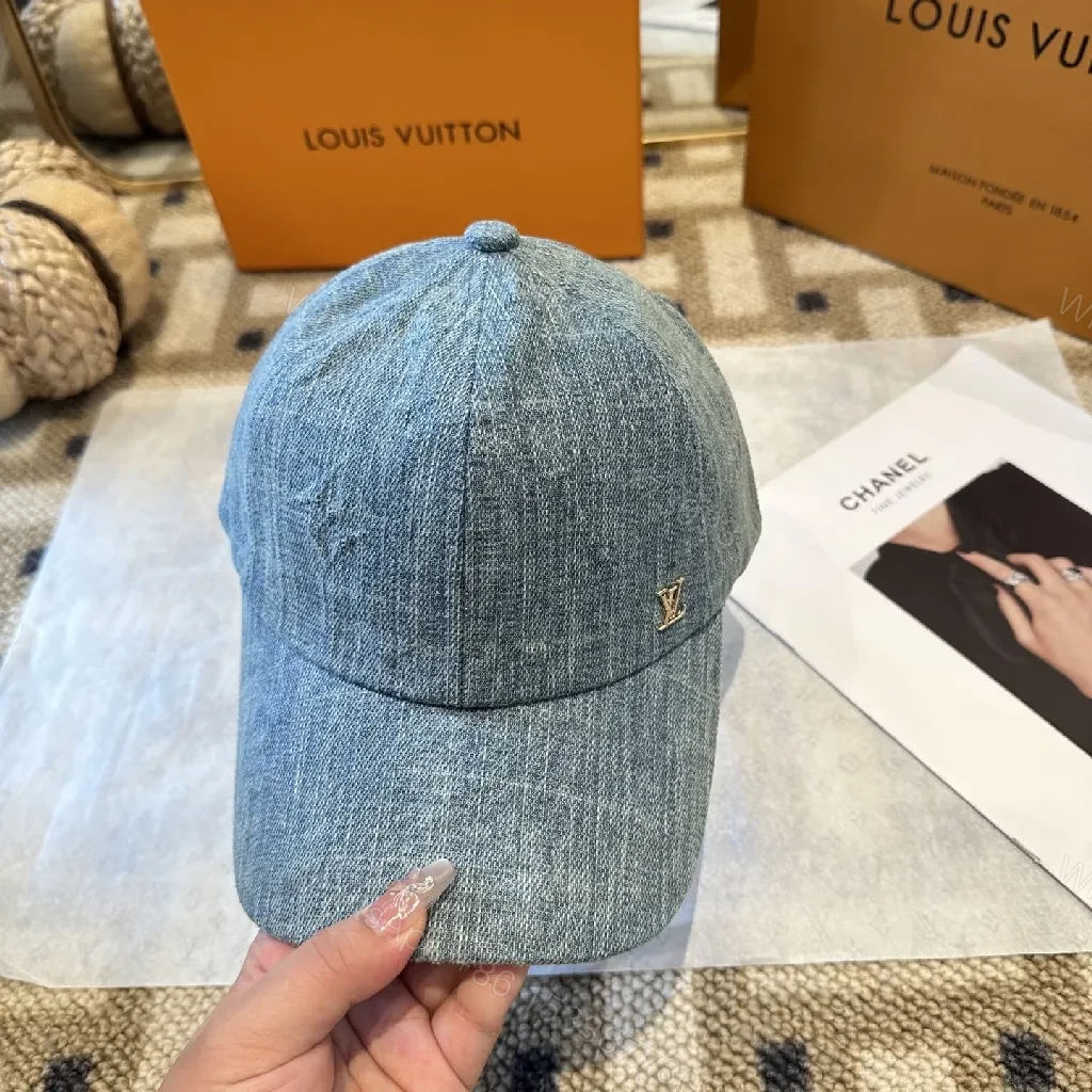 View 10 of Denim-Textured Cap with Subtle Luxury Emblem
