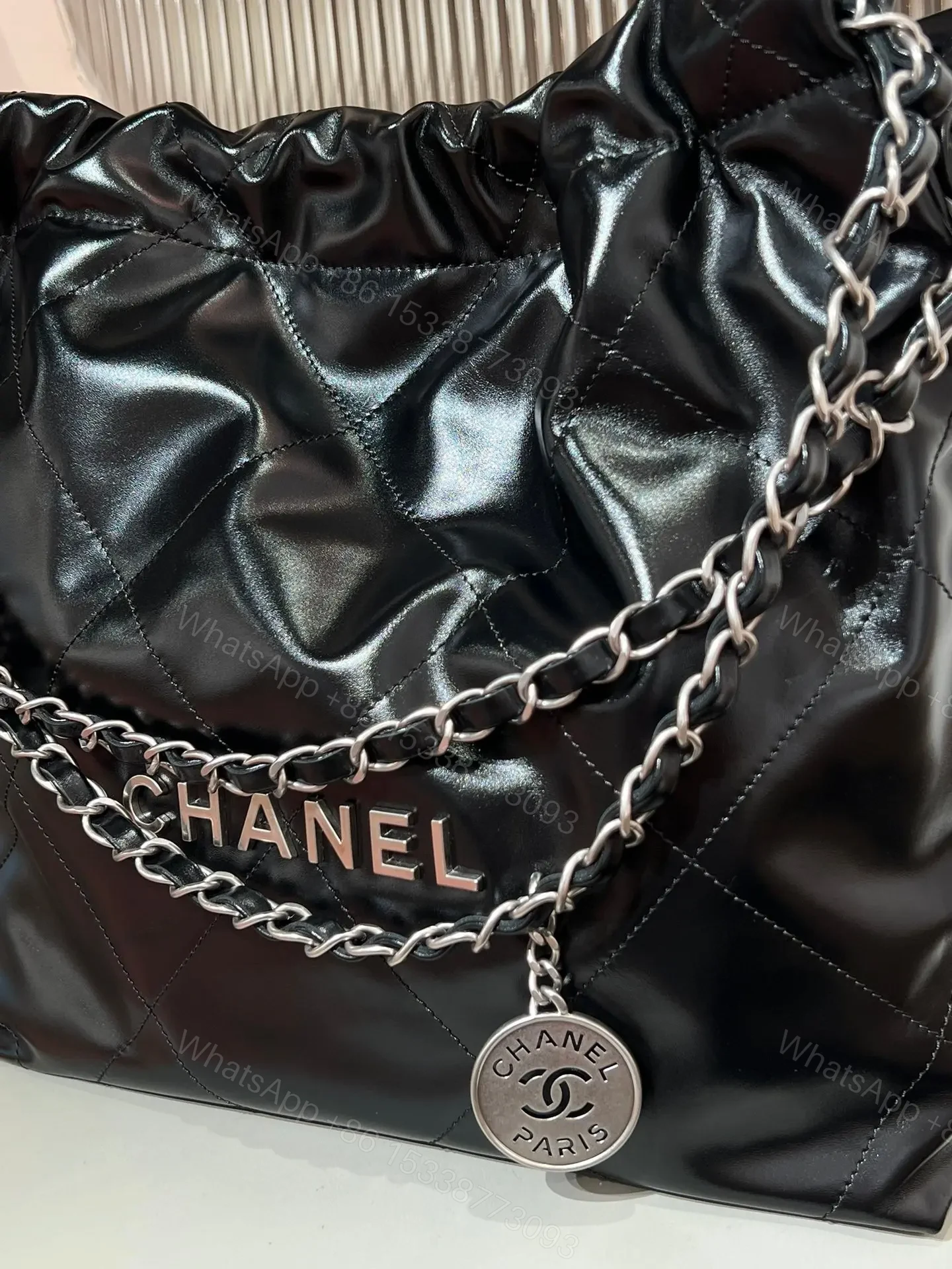 View 7 of CHANEL 22 Small Black Sliver Hardware