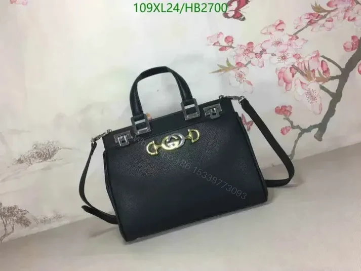Gucci Knockoff Black Zumi Medium Top Handle Bag HB27001 — view 1