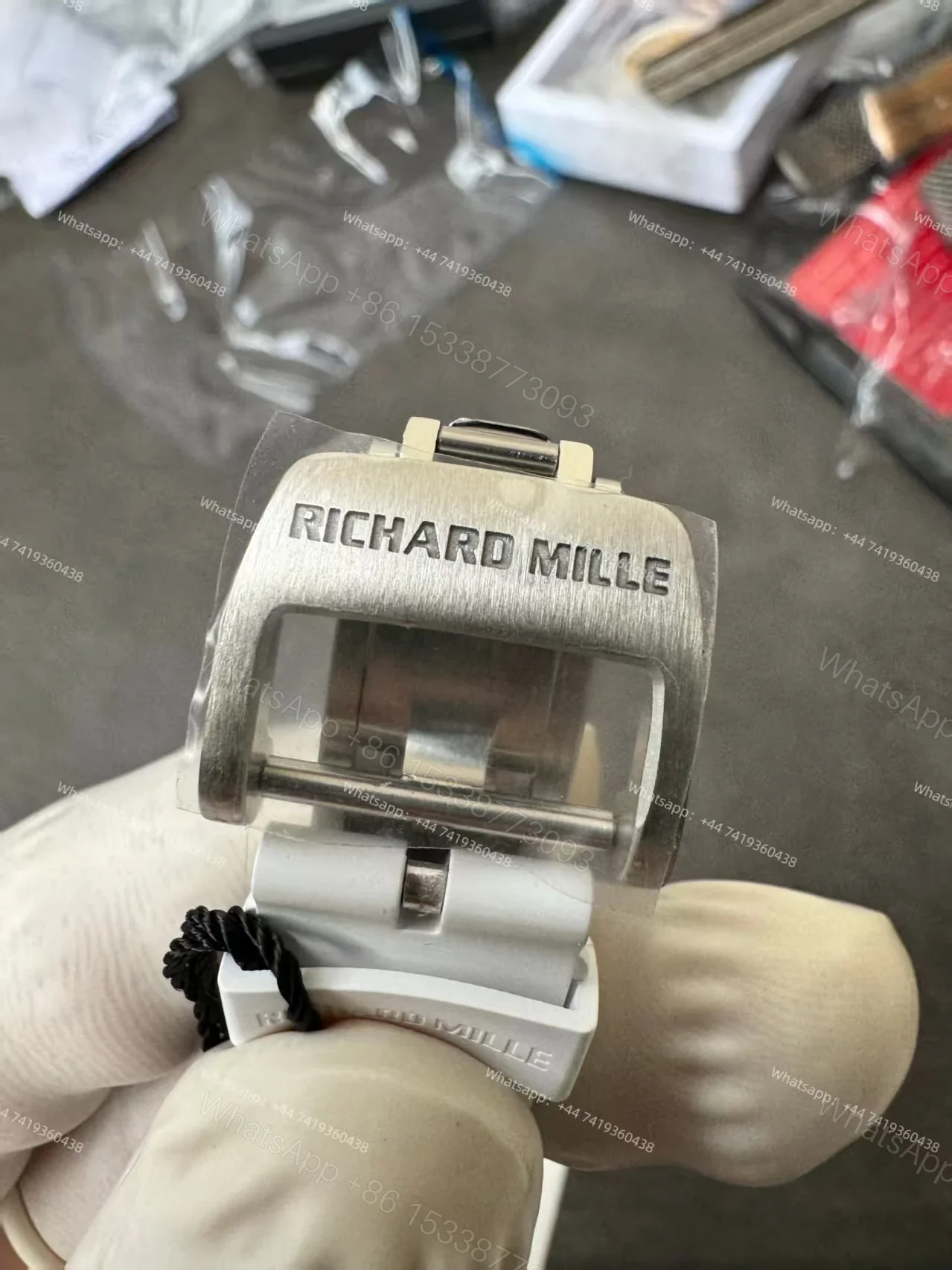 View 11 of Super Clone Richard Mille RM 07 Full Diamond 1:1 Replica Watch with White Rubber Strap