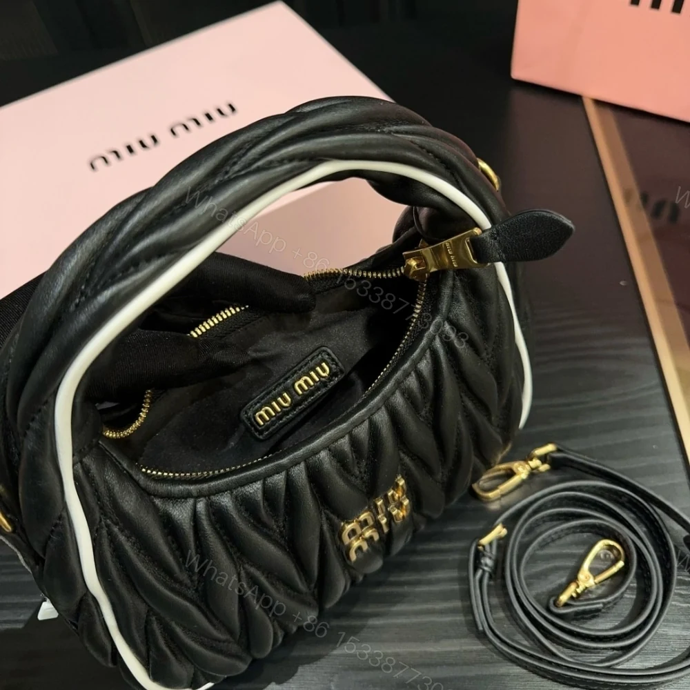 View 3 of MIUMIU WANDER MATELASSÉ BAG BLACK AND WHITE 20CM