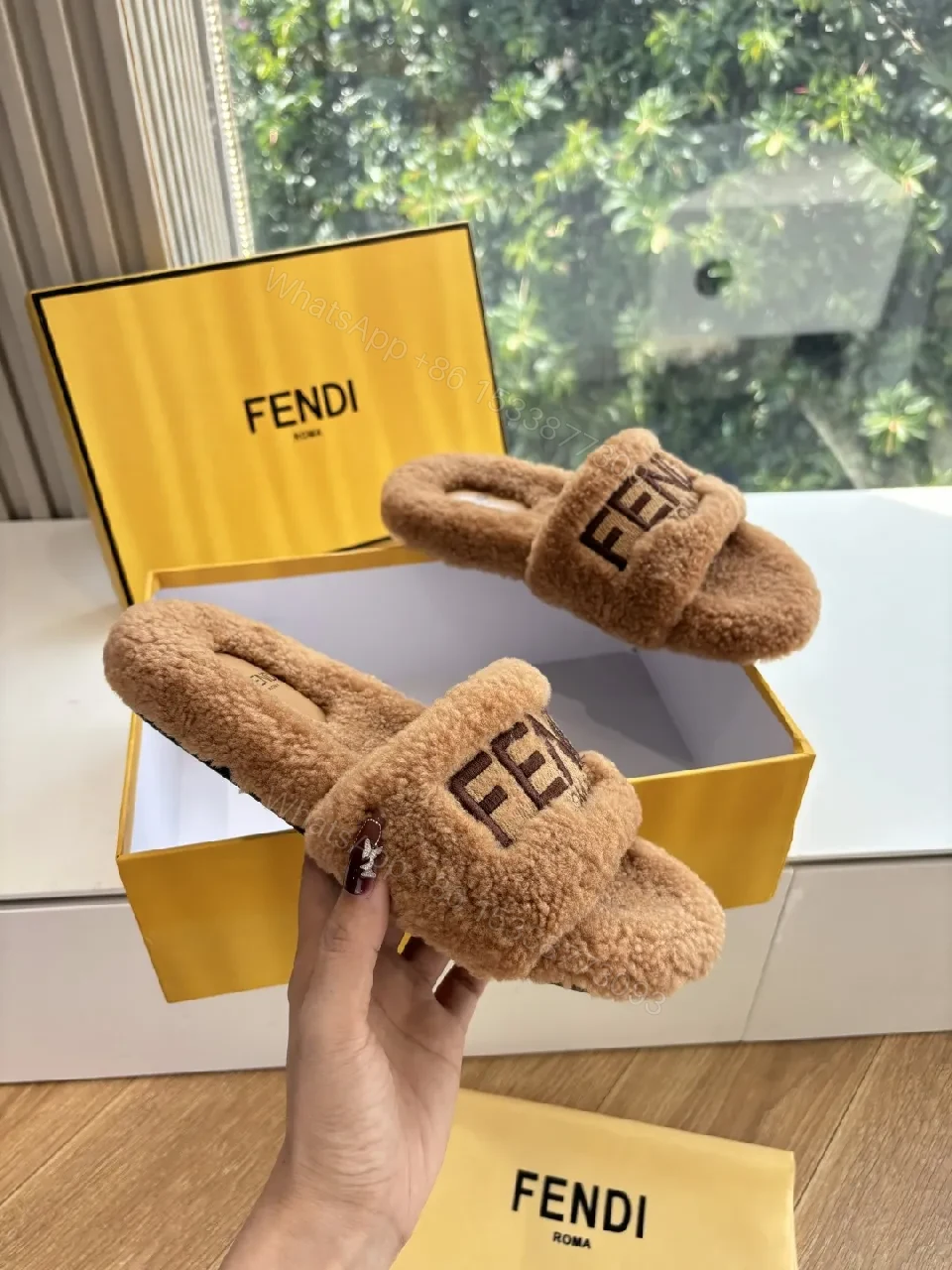 View 3 of Cozy Teddy Slide, Open-Toe, Cushioned Footbed