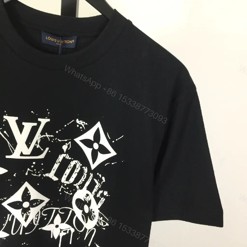 View 3 of Black Cotton Graphic Tee: Streetwear Luxe Statement Top