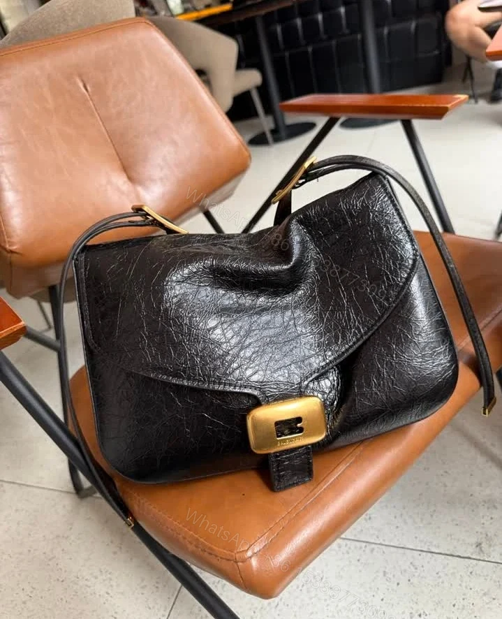 View 4 of Balenciaga Replica Clicca Medium Black Leather Shoulder Bag