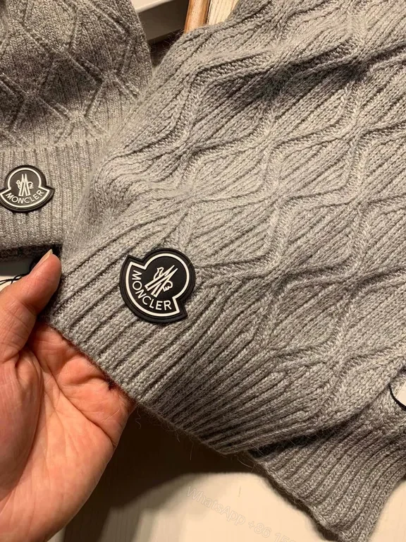 View 6 of Cozy Knit Setâ€”Moncler Patch, Gray, Luxury Warmth Scarf & Beanie