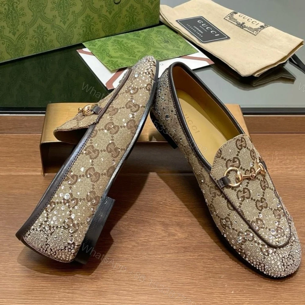View 5 of GUCCI WOMEN’S JORDAAN LOAFER BEIGE AND DARK BROWN 813000 FAD4D 2550