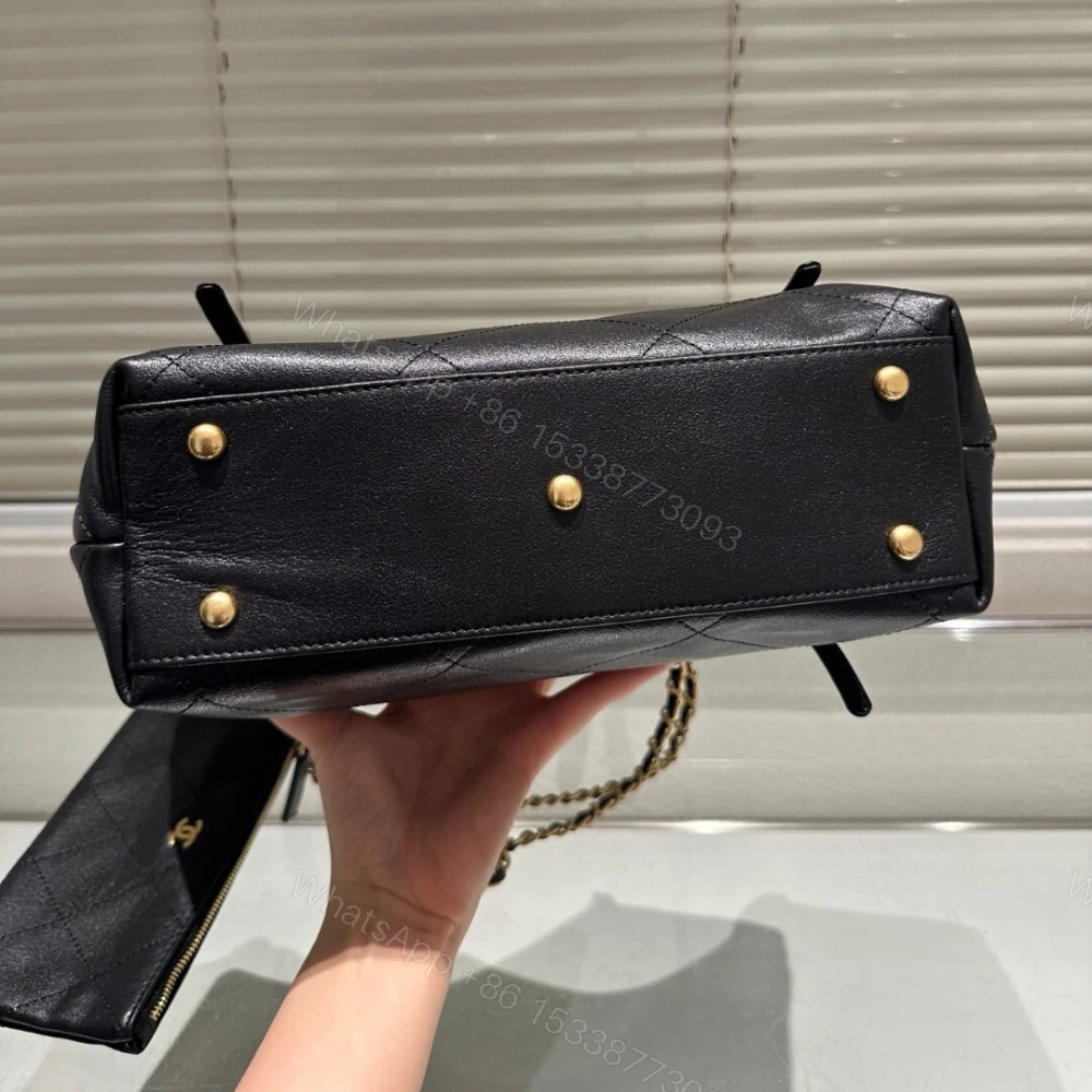 View 3 of Chanel Medium Shopping Bag And Gold Tone Metal Black 35Cm