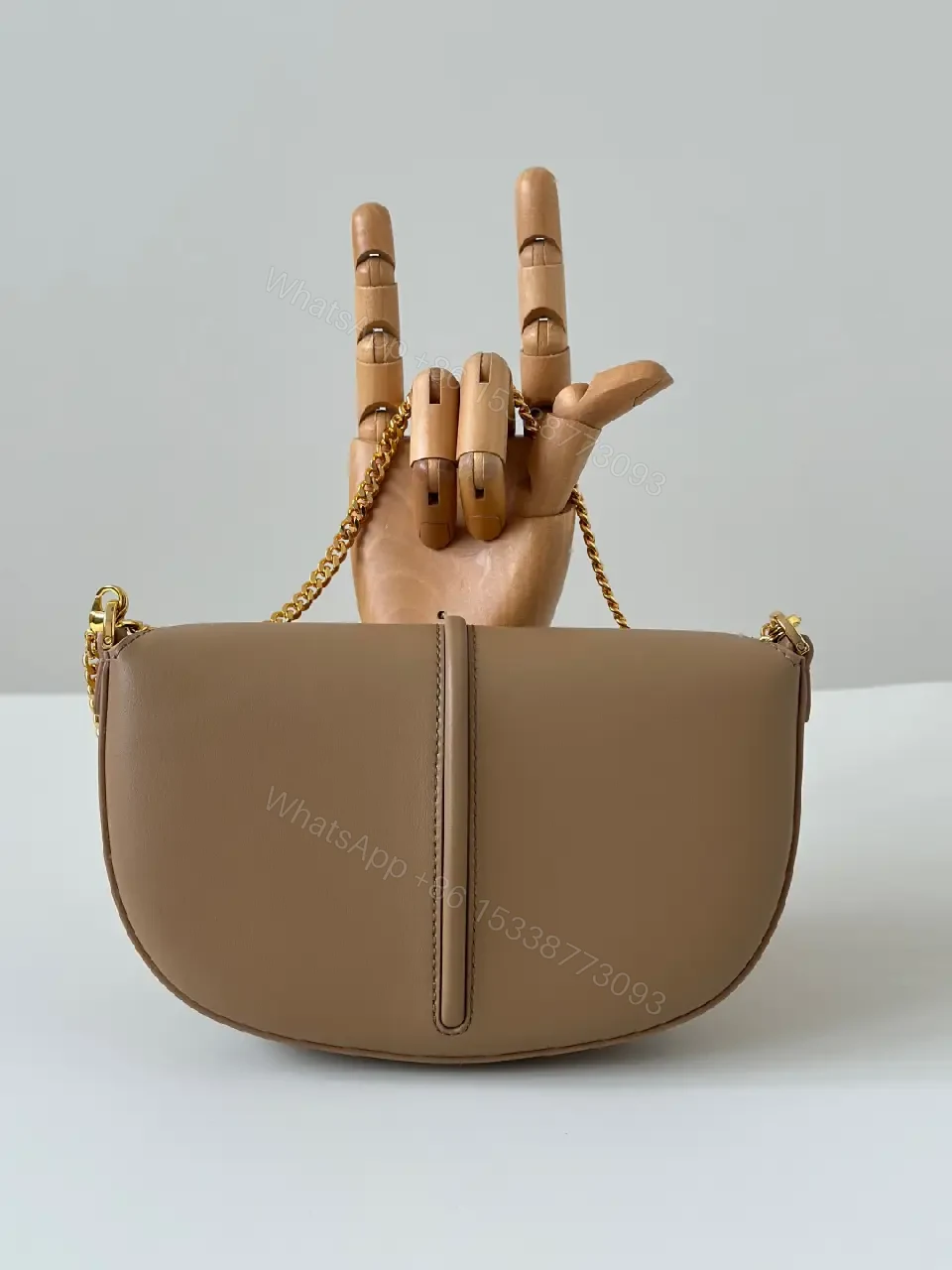 View 8 of Chic Leather Crossbody Bag with Gold Logo