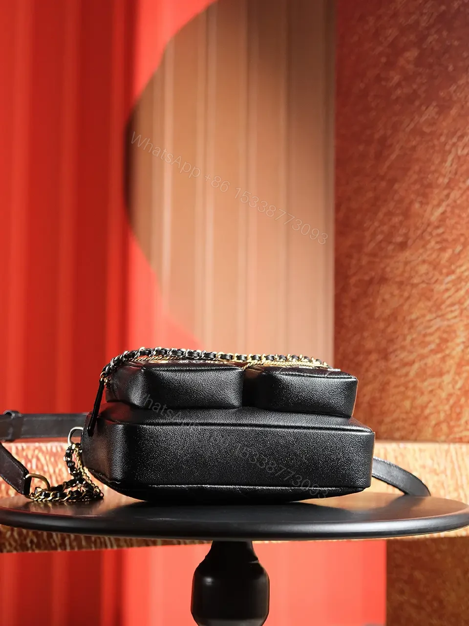 View 3 of Black Quilted Leather Camera Bag - Compact Luxury Ambience