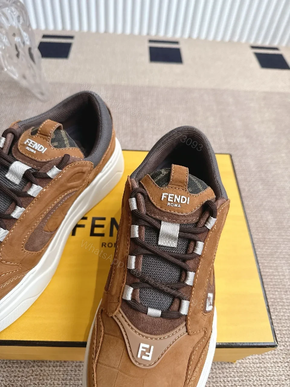 View 8 of Brown Suede Leather High-Top Sneakers with Comfort Padded Collar