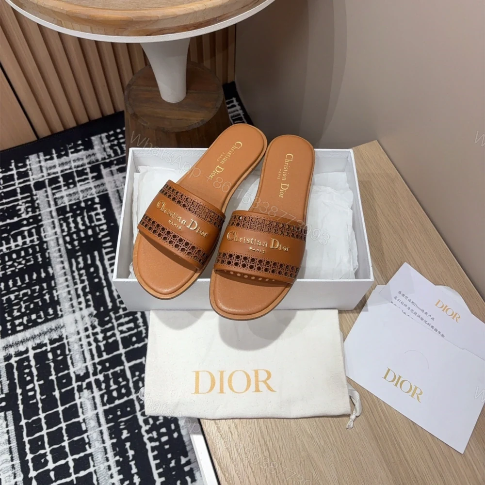 View 9 of 高仿Dior*D-Lane系列KCO157圓頭套腳一字拖鞋棕色免檢版