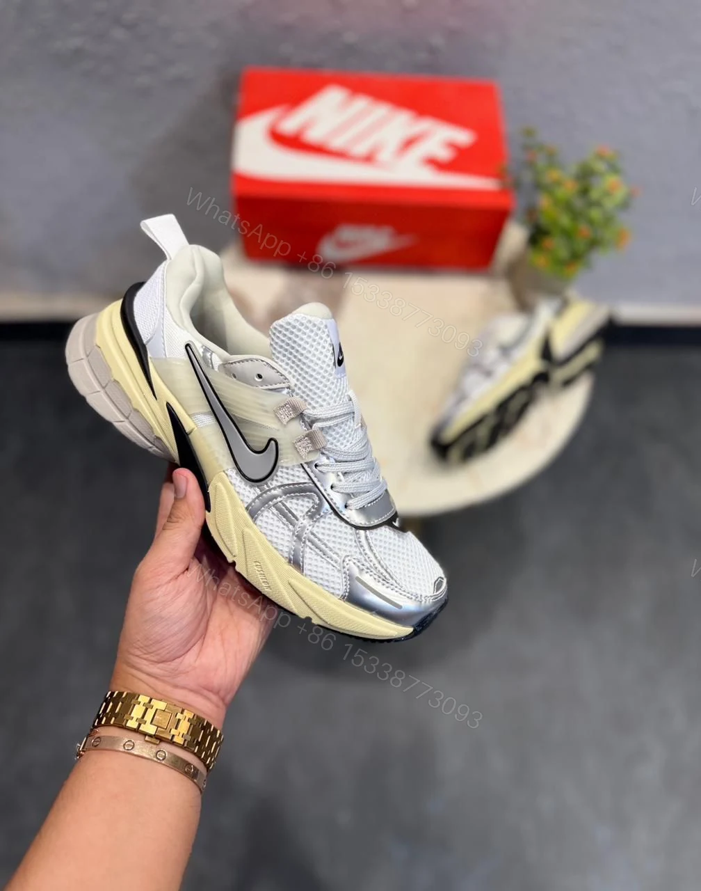 View 4 of Nike V2K Run Metallic First Copy Shoes For Girls | COD India