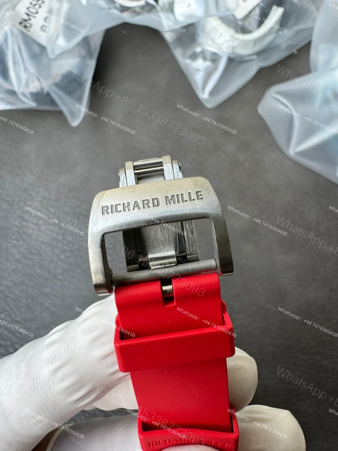 View 14 of Super Clone Richard Mille RM 055 Carbon TPT Red Rubber Strap 1:1 Replica Watch