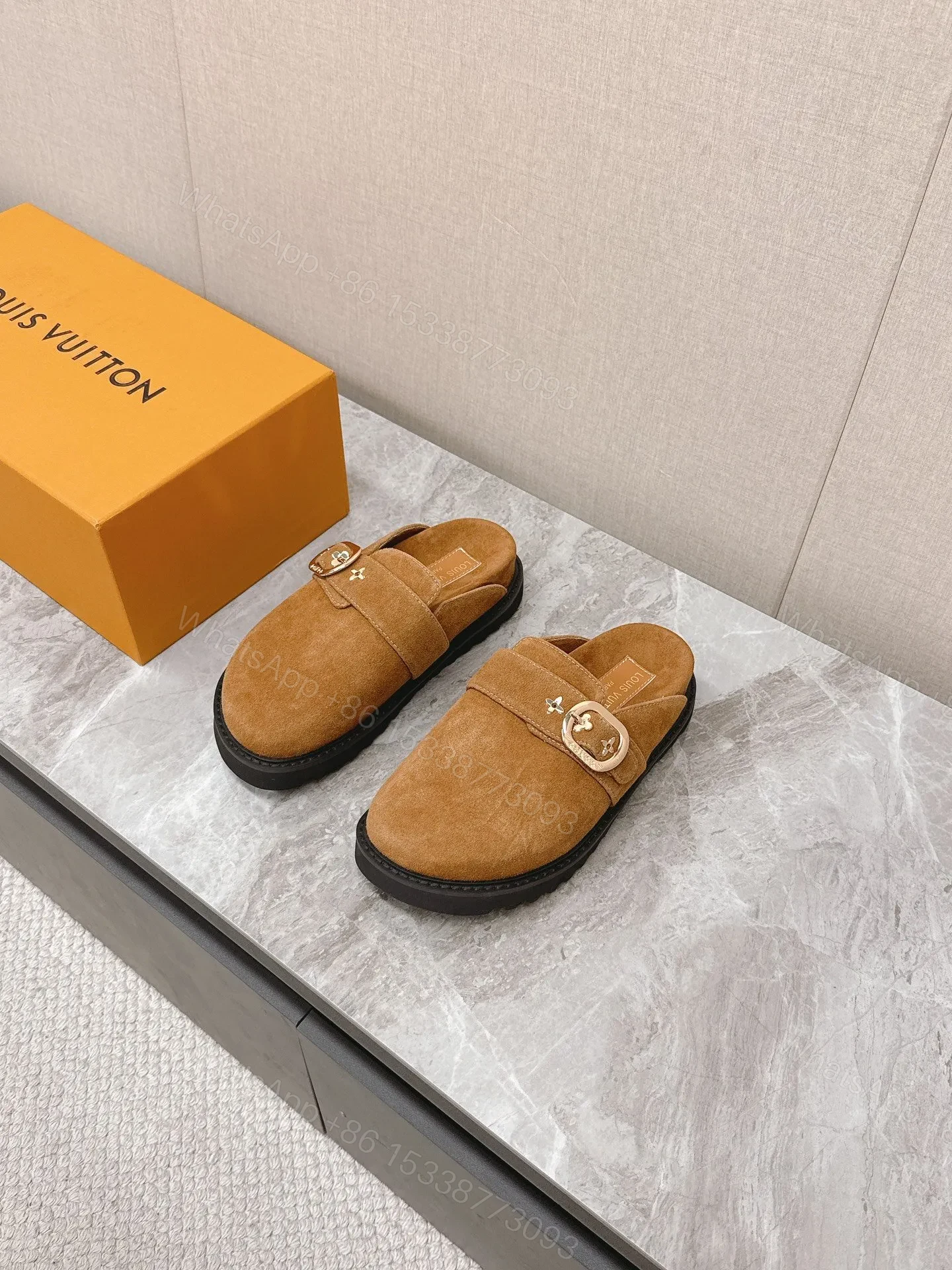 LV Women Brown Suede Mules — view 1
