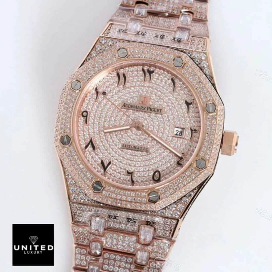 View 7 of Audemars Piguet Royal Oak Iced Out Rose Gold Replica