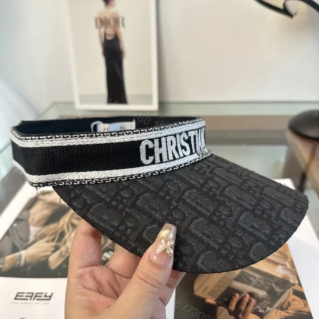 View 3 of Black Textured Visor Cap with Geometric Pattern and Embroidered DIOR