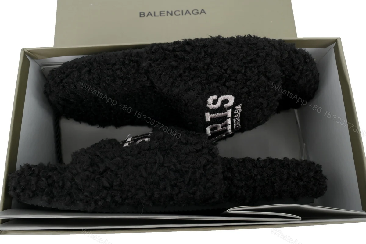 View 8 of Balenciaga Black And White Label outdoor slippers