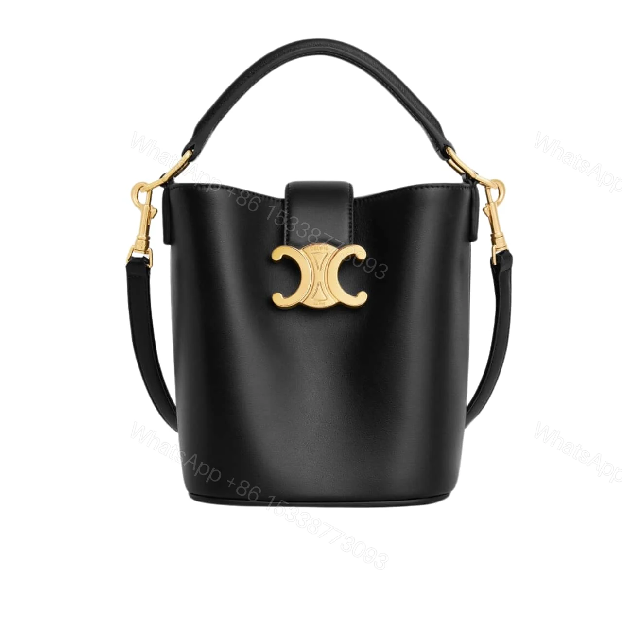 CELINE MINI BUCKET LOUISE IN SMOOTH BLACK 15CM 10N473GHJ 38NO — view 1
