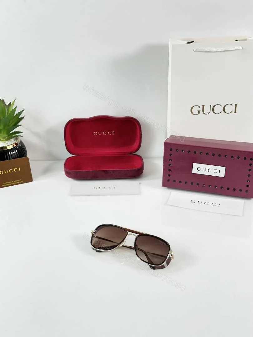 View 4 of First Copy Gucci 6016 Gold Brown Sunglasses
