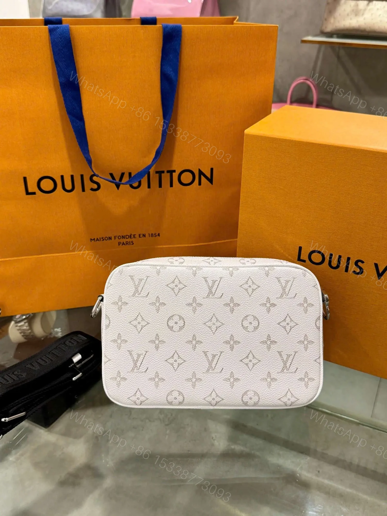 View 3 of Louis Vuitton LV Alpha Monogram White Handbag 24x16x8cm