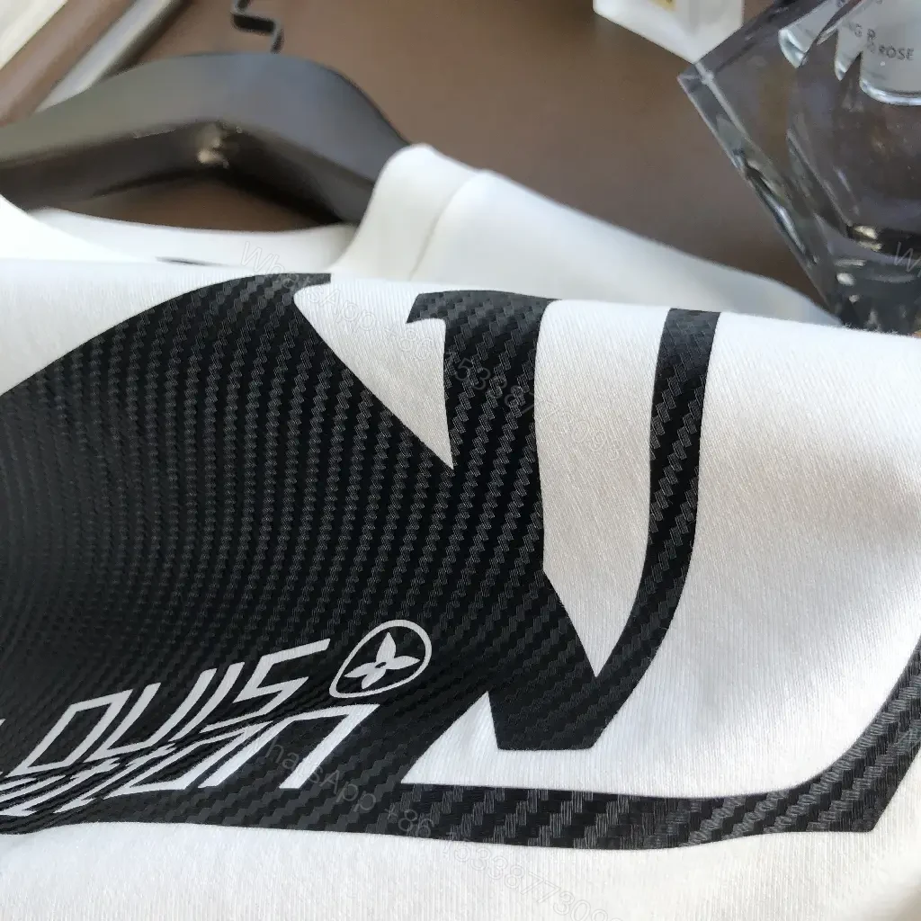 View 3 of White Cotton Tee, LV-Inspired Graphic, Premium Streetwear Essential