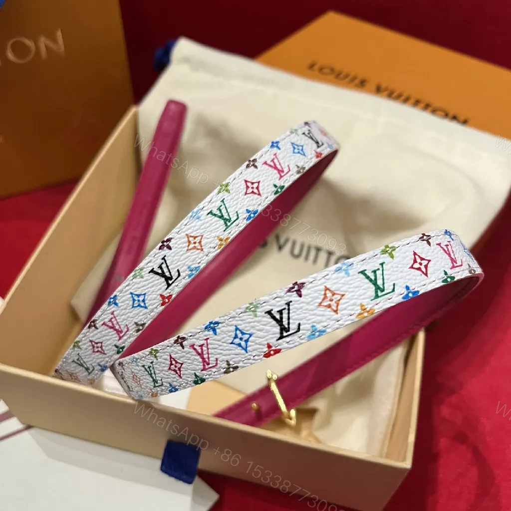 View 7 of Colorful Monogram Belt with Fleur-de-Lis Clasp, Luxe Contrast