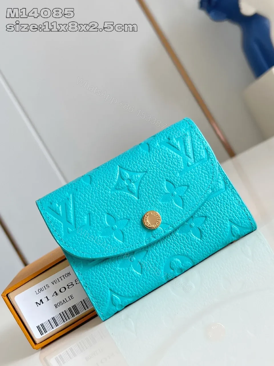 Vibrant Turquoise Monogram Wallet — Compact Luxury Organizer — view 1