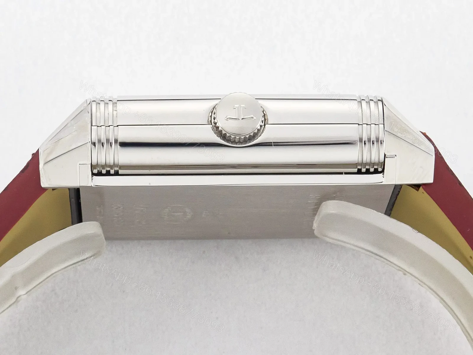 View 11 of Reverso Classic Duoface Small Seconds SS MGF Best Edition White Guilloché Dial on Red Leather Strap A854A