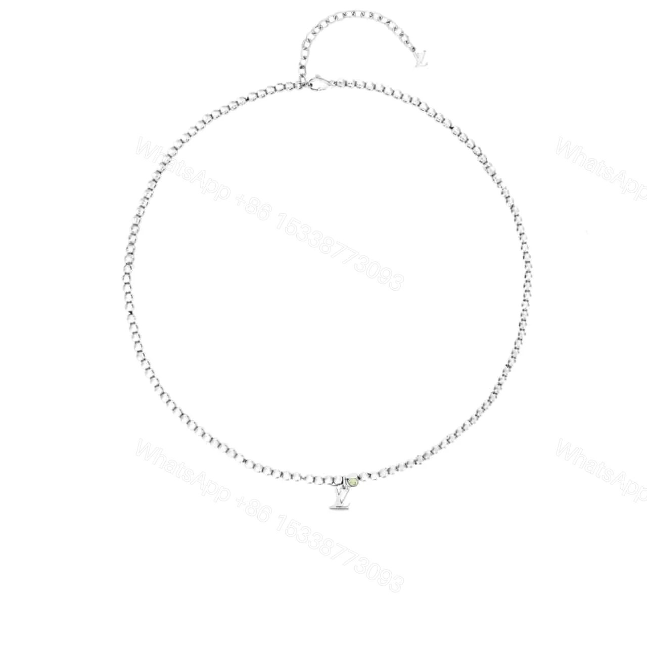LOUIS VUITTON NANO BEADS NECKLACE IN SILVER TONE — view 1