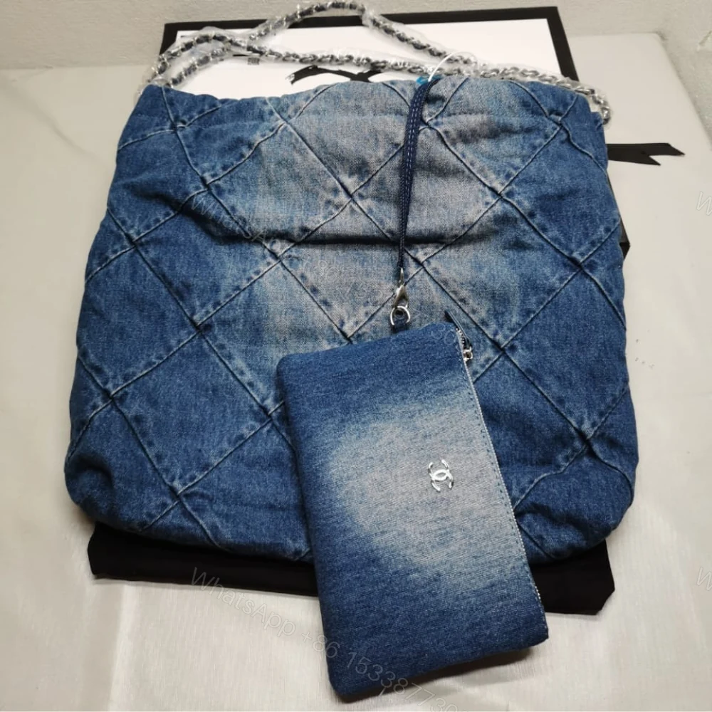 View 2 of Chanel 22 Handbag Washed Denim 41Cm AS3261 B10439 NM981