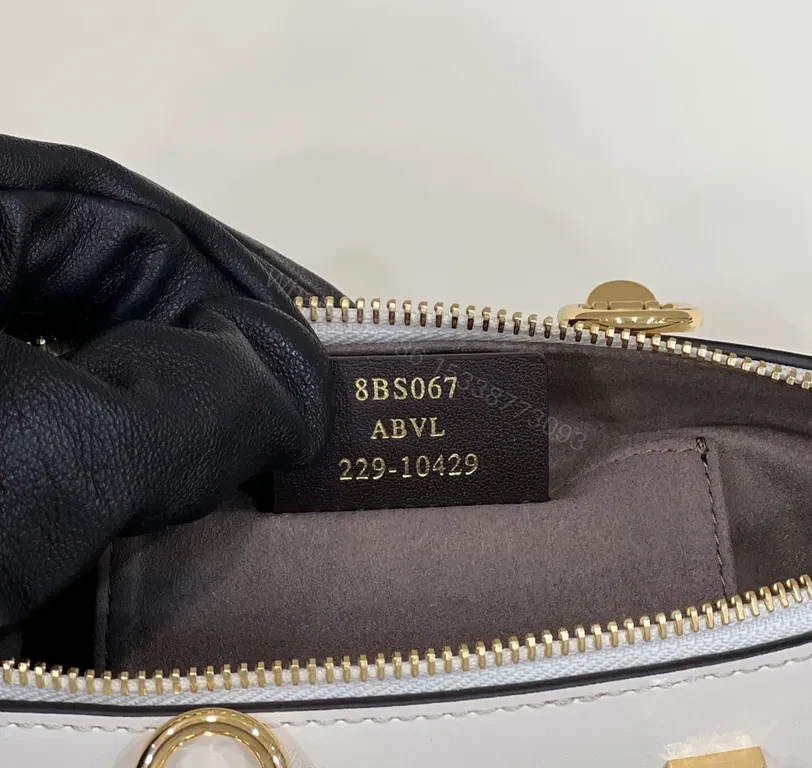 View 8 of White Fendi Mini Bag: Rhinestone Logo, Tortoiseshell Handle