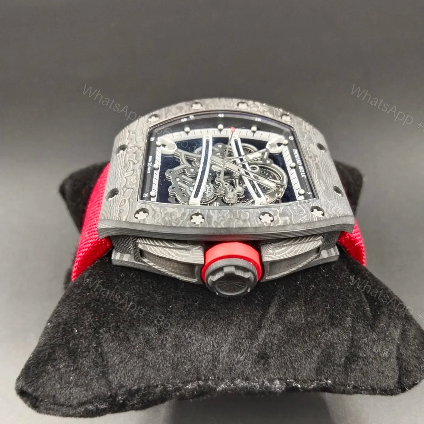View 3 of Richard Mille RM61-01 Yohan Blake Grey Edition Watch Red Strap NTPT Carbon Fiber Skeleton Automatic Premium Edition RM-RM61-01-YB-RED-NTPT