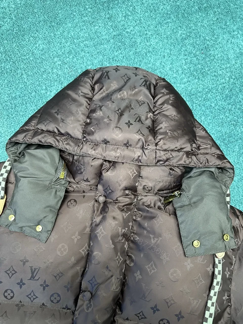 View 3 of Lux Quilted Down Parka: Monogram Patterned Urban Warmth