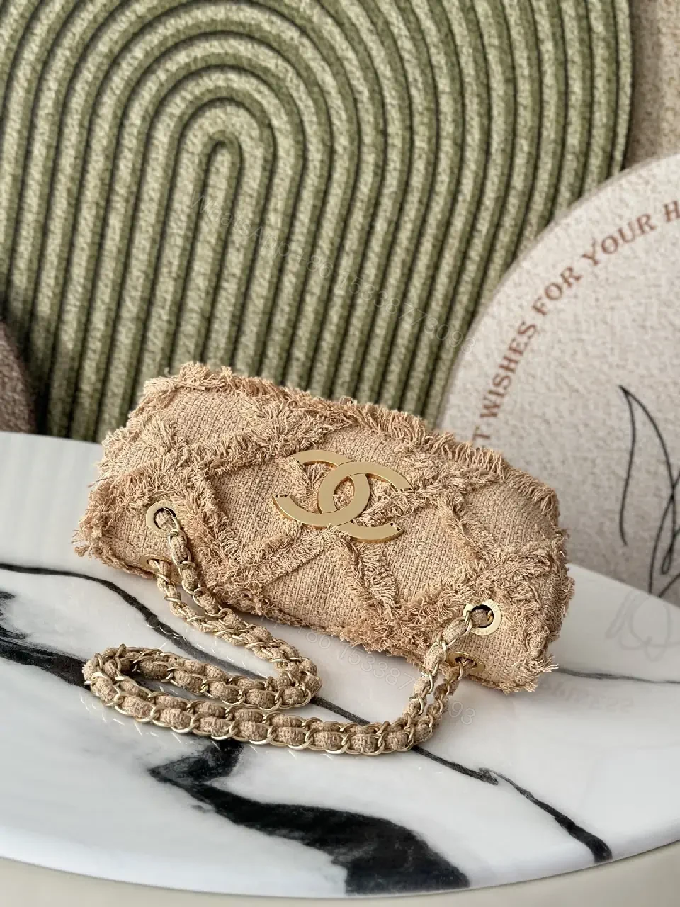 View 2 of Textured Mini Bag: Frayed Jacquard, Nude-Beige, Couture-Inspired Style, Crossbody Ready
