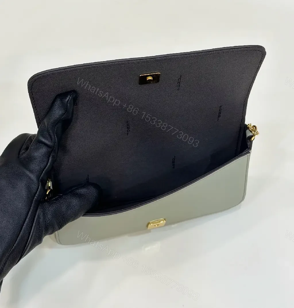 View 6 of Polished Leather Set: Gray & Gold Modern Saddle Bag & Cardholder