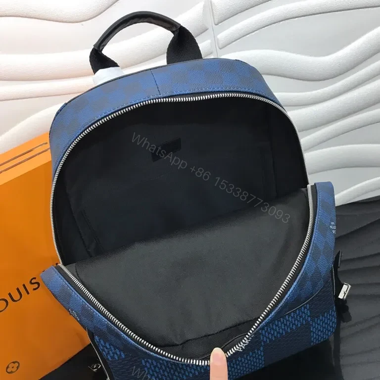 View 8 of Blue-Checkered Luxe Backpack: Structured, Everyday-Ready Organization