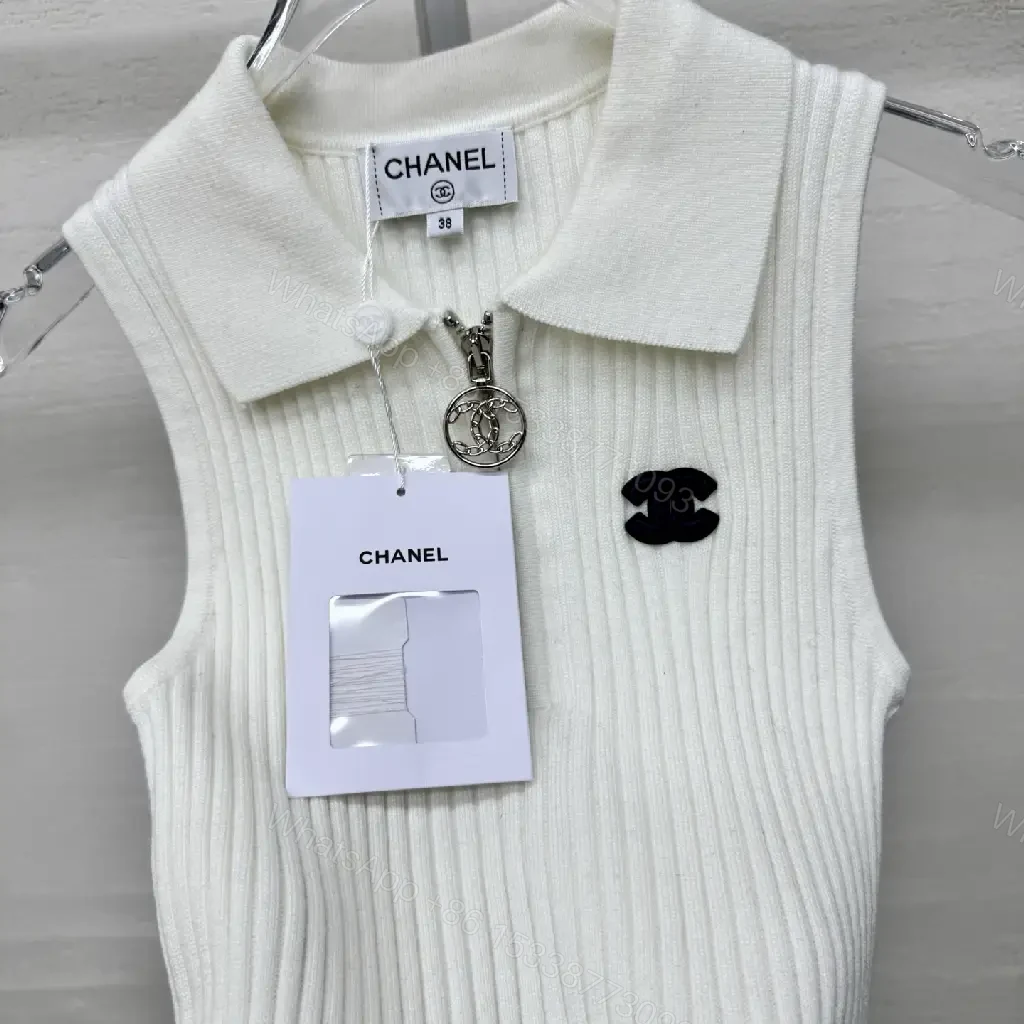 View 10 of White Knit Polo Vest, Ribbed Texture, Sleek Zip Mock-Neck Polo
