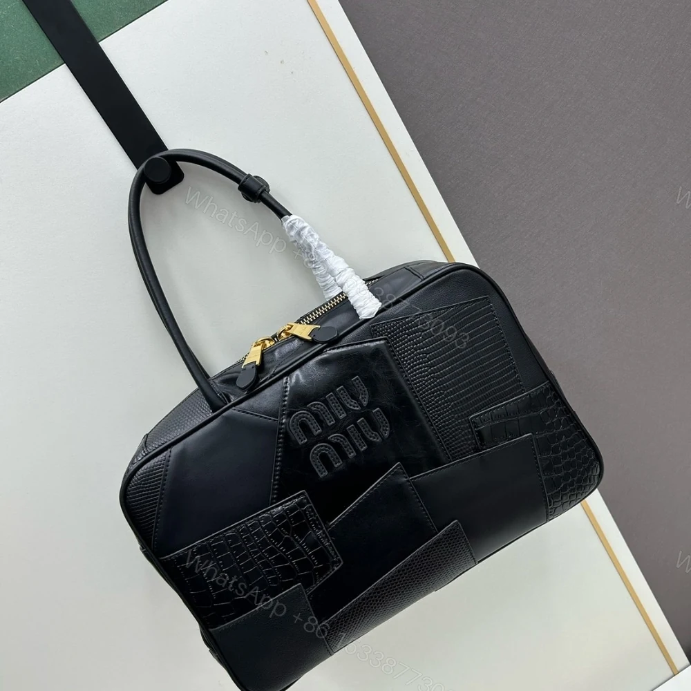 View 2 of MIUMIU PATCHWORK BEAU BAG BLACK 35CM