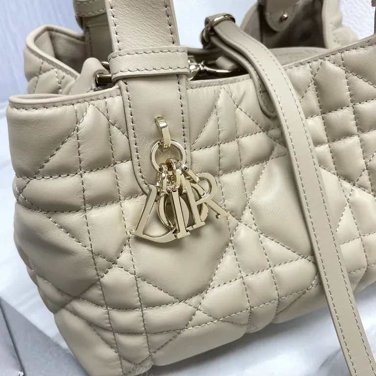 View 2 of Nude Quilted Dior Tote: Couture Charm, Everyday Versatility