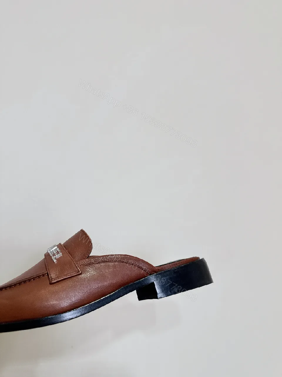 View 8 of Brown Leather Mules — Subtle Designer-Inspired Luxury Slip-Ons