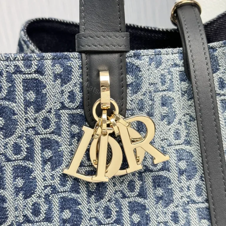 View 4 of Dior-Style Denim Monogram Handbag: Luxe Everyday Essential