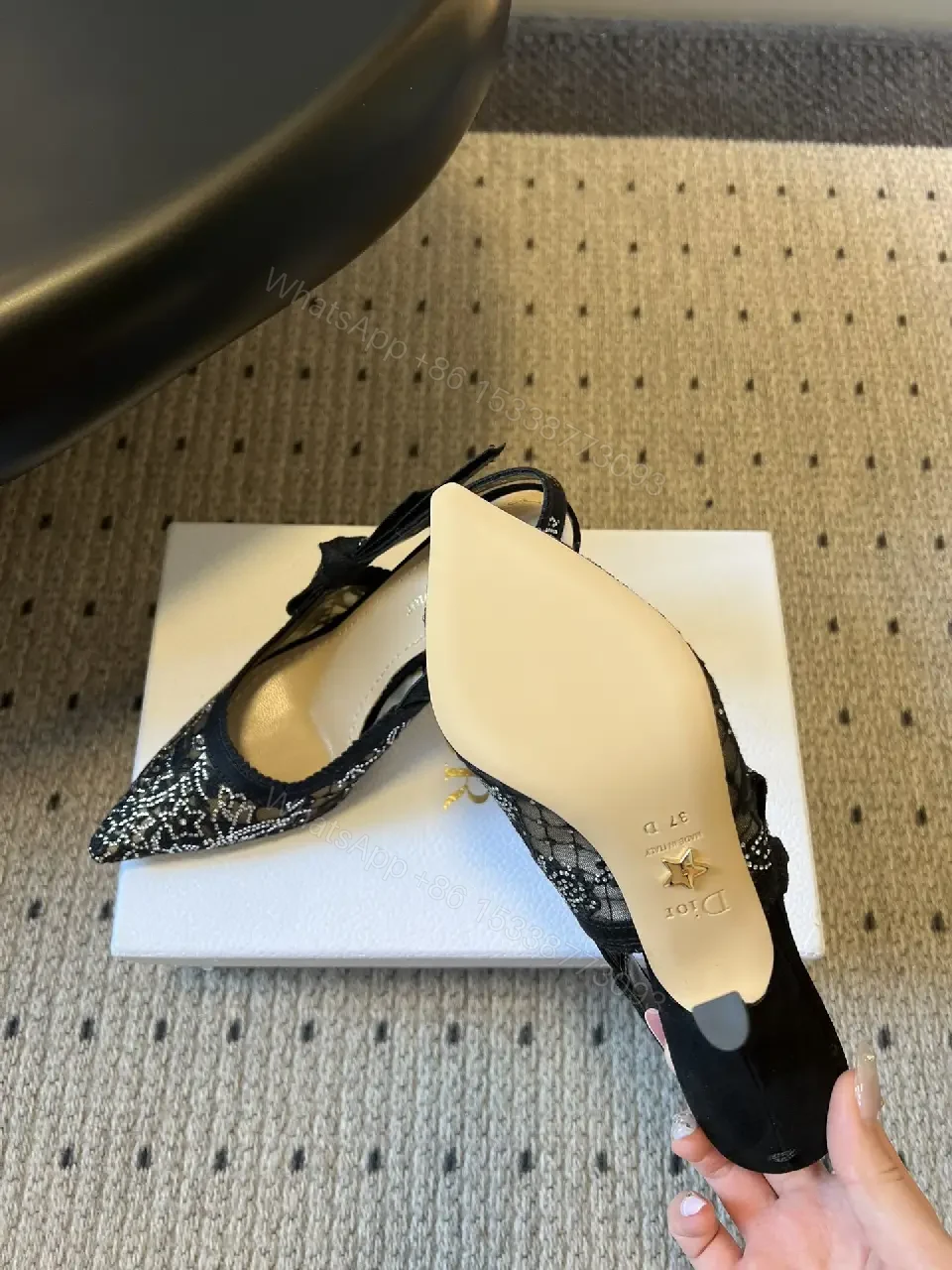 View 9 of Lace Overlay Slingback Heels: Modern Elegance, All-Day Comfort